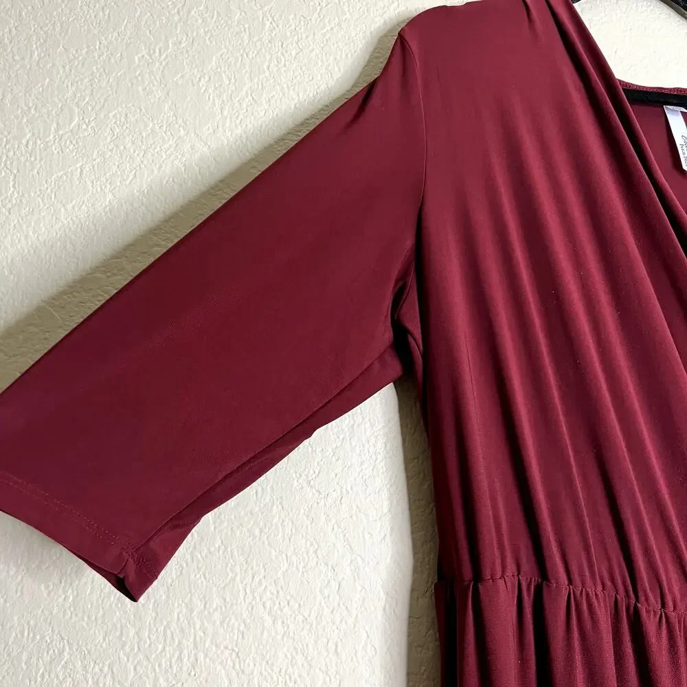 NY Collection Petite Plus Jumpsuit Women Size 1XP Burgundy Flattering Modest